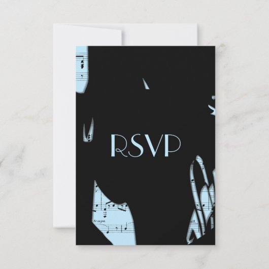Zwart en Blauw Abstracte Muziek RSVP met Menu Keuz (Achterkant)