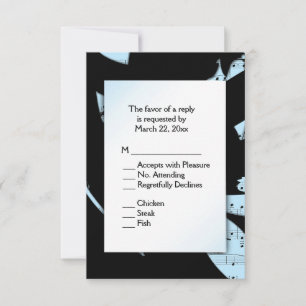 Zwart en Blauw Abstracte Muziek RSVP met Menu Keuz