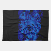 Zwart en Blauw Abstracte Roos Keukenhanddoek (Horizontaal)