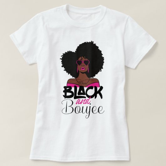 Zwart en blauw Afro-Amerikaanse vrouw T-shirt (Design voorkant)