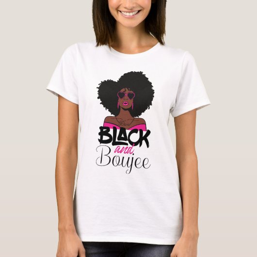 Zwart en blauw Afro-Amerikaanse vrouw T-shirt (Voorkant)