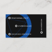 Zwart en blauw afspeelknop professioneel visitekaartje (Achterkant)