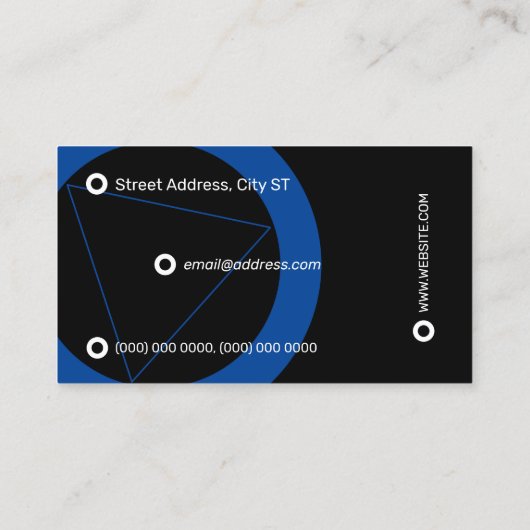 Zwart en blauw afspeelknop professioneel visitekaartje (Achterkant)