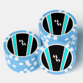 Zwart en blauw Art Deco Design Monogrammed Poker Chips (Opstapeling)