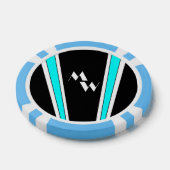 Zwart en blauw Art Deco Design Monogrammed Poker Chips (Enkel)