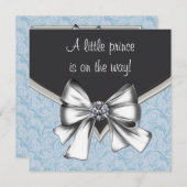 Zwart en blauw Baby Boy Shower Kaart (Voorkant / Achterkant)