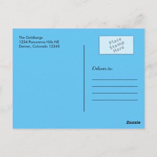Zwart en Blauw Bar Mitswa Dank u Briefkaart (Achterkant)