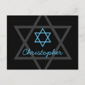 Zwart en Blauw Bar Mitswa Dank u Briefkaart (Voorkant)