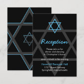 Zwart en blauw Bar Mitzvah Receptie Insert Kaart (Voorkant / Achterkant)