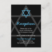 Zwart en blauw Bar Mitzvah Receptie Insert Kaart (Voorkant)