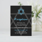 Zwart en blauw Bar Mitzvah Receptie Insert Kaart (Staand voorkant)