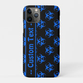 Zwart en Blauw Biohazard Telefoon Case w / Tekst (Achterkant)