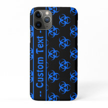 Zwart en Blauw Biohazard Telefoon Case w / Tekst