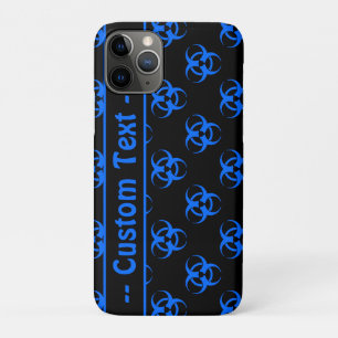 Zwart en Blauw Biohazard Telefoon Case w / Tekst