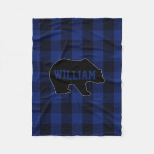 Zwart en blauw Buffalo Check Beer Monogram Fleece Deken