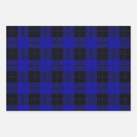 Zwart en Blauw Buffalo Plaid Wrapping Papier Blade Inpakpapier Vel (Voorkant 2)