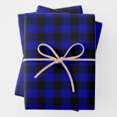 Zwart en Blauw Buffalo Plaid Wrapping Papier Blade Inpakpapier Vel (In situ)
