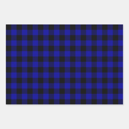 Zwart en Blauw Buffalo Plaid Wrapping Papier Blade Inpakpapier Vel (Voorkant)