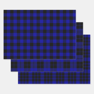 Zwart en Blauw Buffalo Plaid Wrapping Papier Blade Inpakpapier Vel