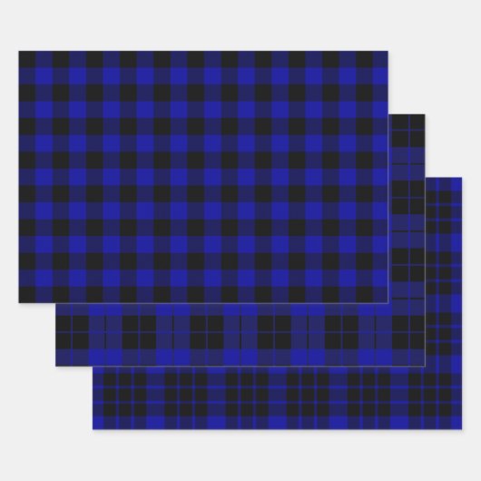 Zwart en Blauw Buffalo Plaid Wrapping Papier Blade Inpakpapier Vel (Set)