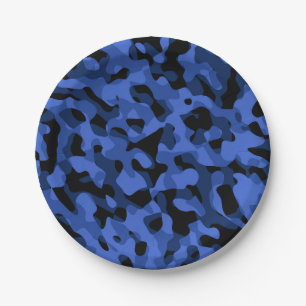 Zwart en blauw Camouflage Afdrukpatroon Papieren Bordje