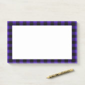 Zwart en blauw Check Framed Post it Notes (Op bureau)