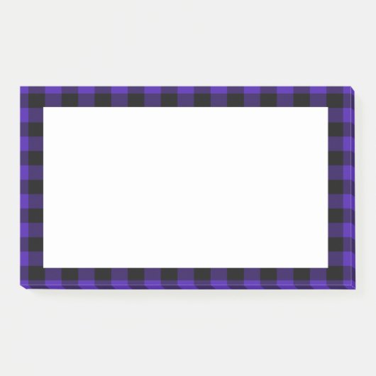 Zwart en blauw Check Framed Post it Notes (Voorkant)