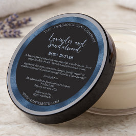 Zwart en Blauw Cosmetica Pot Label met Ingrediente