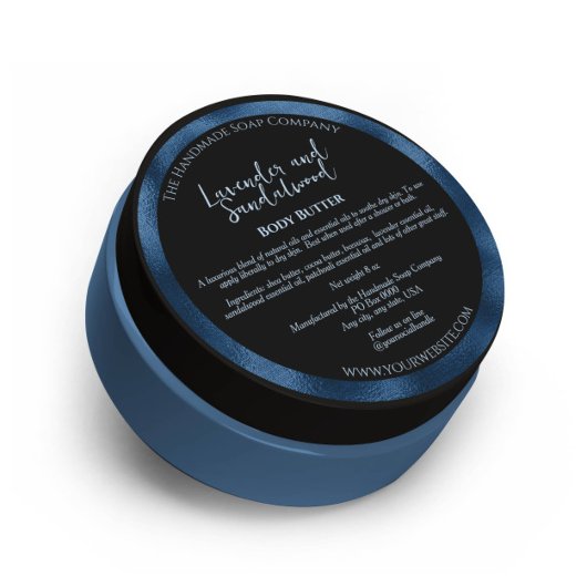 Zwart en Blauw Cosmetics Jar Label w Ingrediënten