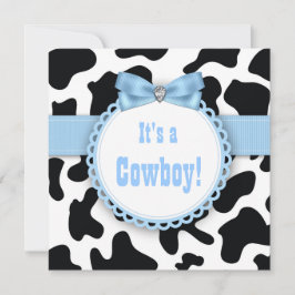 Zwart en blauw Cowboy Baby Shower Kaart