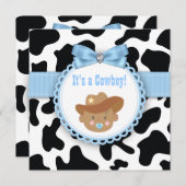 Zwart en blauw Cowboy Baby Shower Kaart (Voorkant / Achterkant)