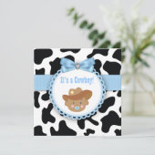 Zwart en blauw Cowboy Baby Shower Kaart (Staand voorkant)