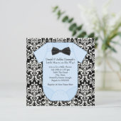 Zwart en blauw Damask Baby Boy Shower Kaart (Staand voorkant)