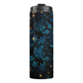 Zwart en Blauw Damask Thermosbeker