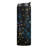 Zwart en Blauw Damast Thermosbeker (Gedraaid links)