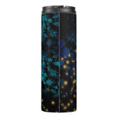 Zwart en Blauw Damast Thermosbeker (Achterkant)