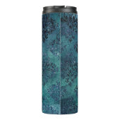 Zwart en blauw damast thermosbeker (Achterkant)