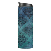 Zwart en blauw damast thermosbeker (Geroteerd rechts)