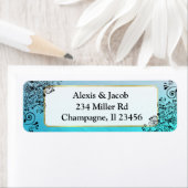 Zwart en blauw Elegant Script Return Labels (Insitu)