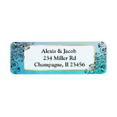 Zwart en blauw Elegant Script Return Labels (Voorkant)