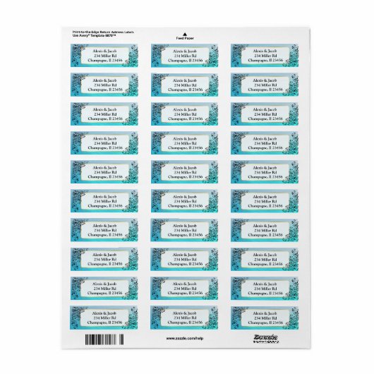 Zwart en blauw Elegant Script Return Labels (Full Sheet)