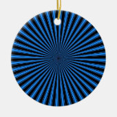 Zwart en blauw Funky Striped Abstracte Kunst Keramisch Ornament (Voorkant)
