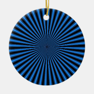 Zwart en blauw Funky Striped Abstracte Kunst Keramisch Ornament