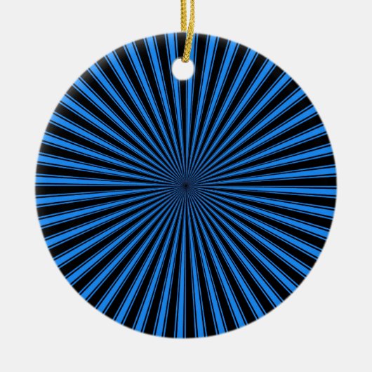 Zwart en blauw Funky Striped Abstracte Kunst Keramisch Ornament (Voorkant)