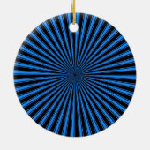 Zwart en blauw Funky Striped Abstracte Kunst Keramisch Ornament (Achterkant)