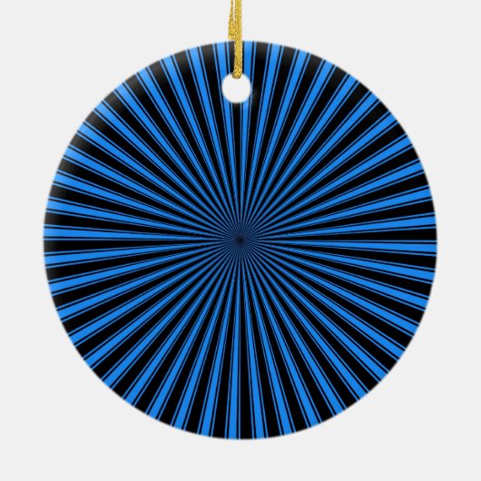 Zwart en blauw Funky Striped Abstracte Kunst Keramisch Ornament (Achterkant)
