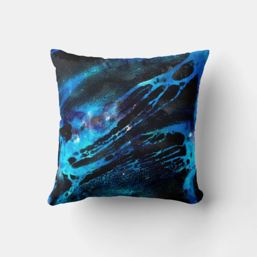 Zwart en blauw Galaxy Stars Monogrammed Initiaal Kussen (Achterkant)