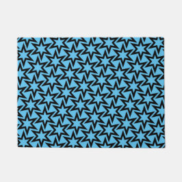 Zwart en blauw geometrisch Star-patroon Deurmat