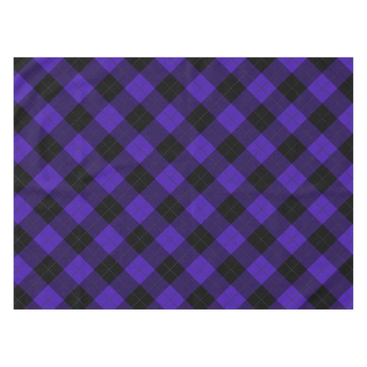 Zwart en blauw geplakt tafelkleed (Voorkant (Horizontaal))