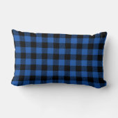 Zwart en blauw geruit buffelpatroon kussen (Achterkant)